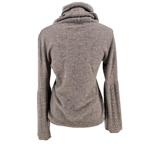 Farella Capri Cashmere Cowl Neck Sweater S Flared Cable Knit Sleeves Boho Luxury - Picture 3 of 8